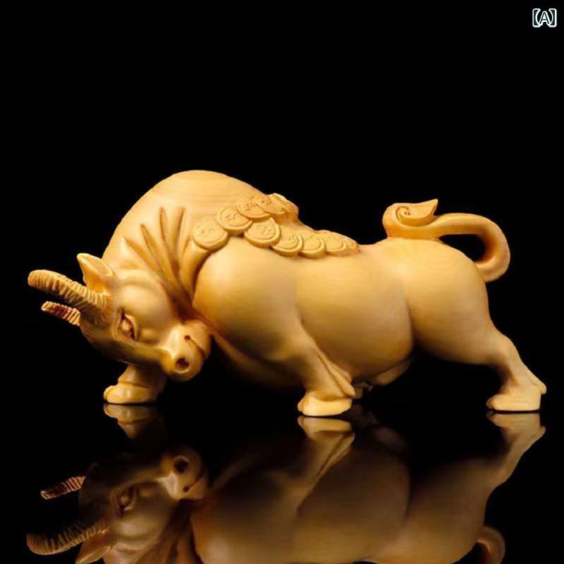 置物 闘牛 装飾品 インテリア ヤク 無垢材 彫刻 オーナメント おもちゃ 子供 誕生日 プレゼント デコレーション ミニチュア