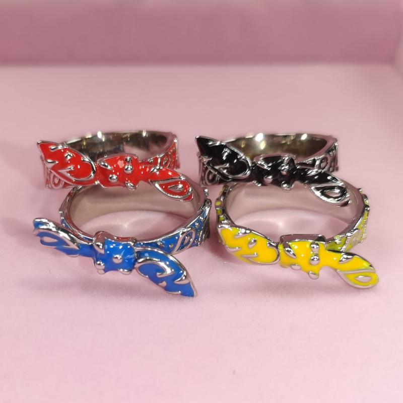 指輪 ヒップホップ アクセサリー リング 銅 エナメル カシュー フラワー ストリート ファッション カジュアル メンズ 男性 レディース 女性 ユニセックス レトロ ペア プレゼント おしゃれ