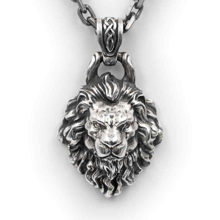 ネックレス ライオン ペンダント 獣王 メンズ アクセサリー チェーン シルバー 高級感 エレガント シンプル ファッション チャーム ギフト プレゼント ペア
