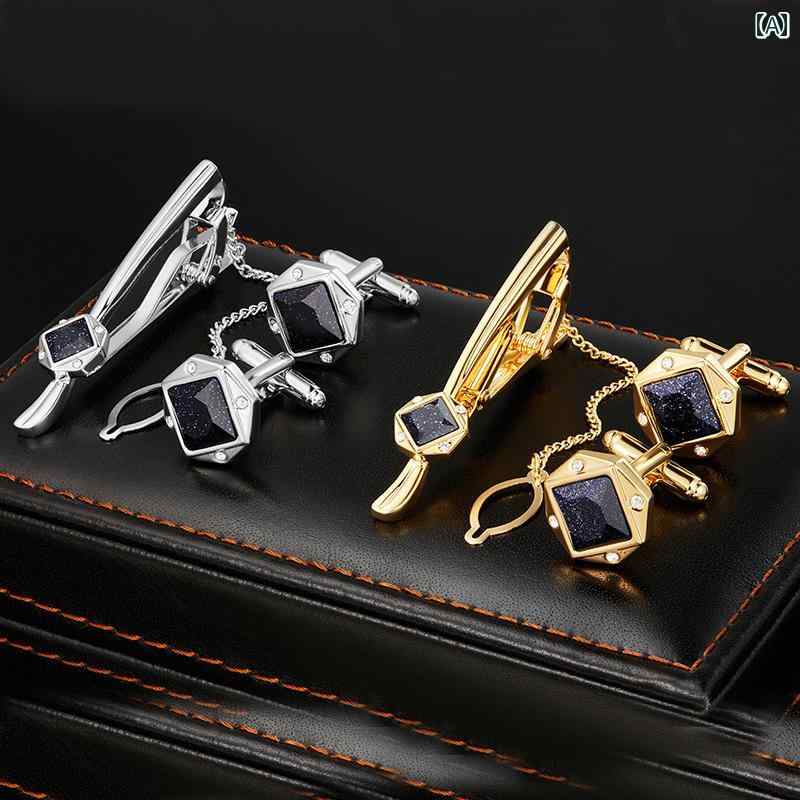 ネクタイピン カフスボタン セット シルバー ゴールド クリップ スーツアクセサリー ギフト パーティー ビジネス エレガント フォーマル モダン おしゃれ｜Hanbok Home 36,335円