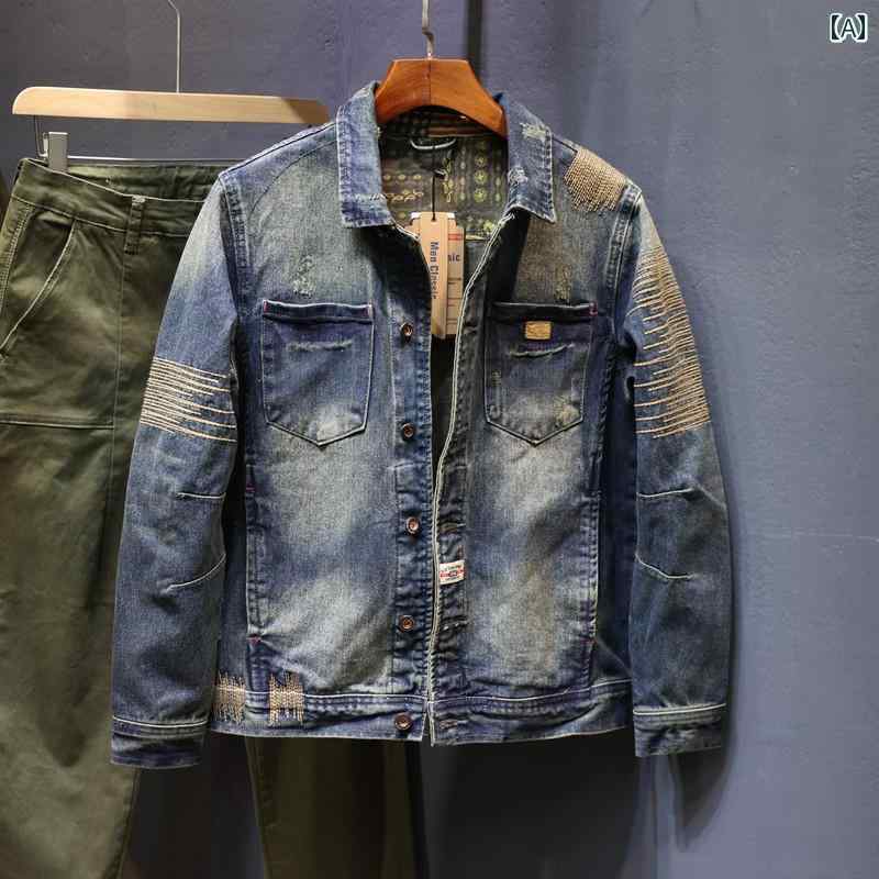 楽天市場】デニムジャケット アメリカン レトロ 秋冬 ワッペン