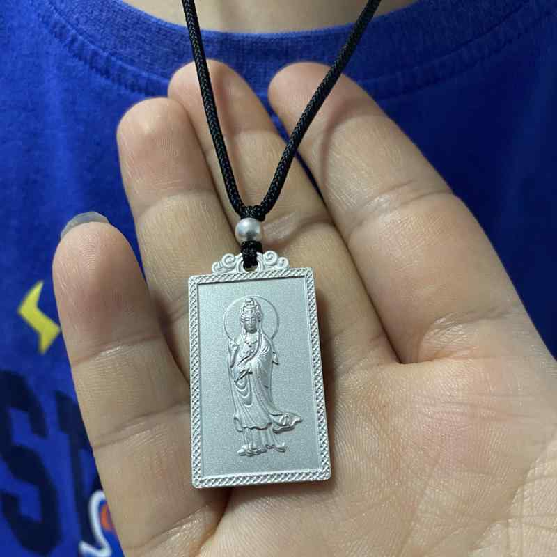 観音菩薩 シャンデリヤ 白石 ちびっ子用 しろがね色 宝飾品 S999 黒いこと 索条 首飾り 付属物