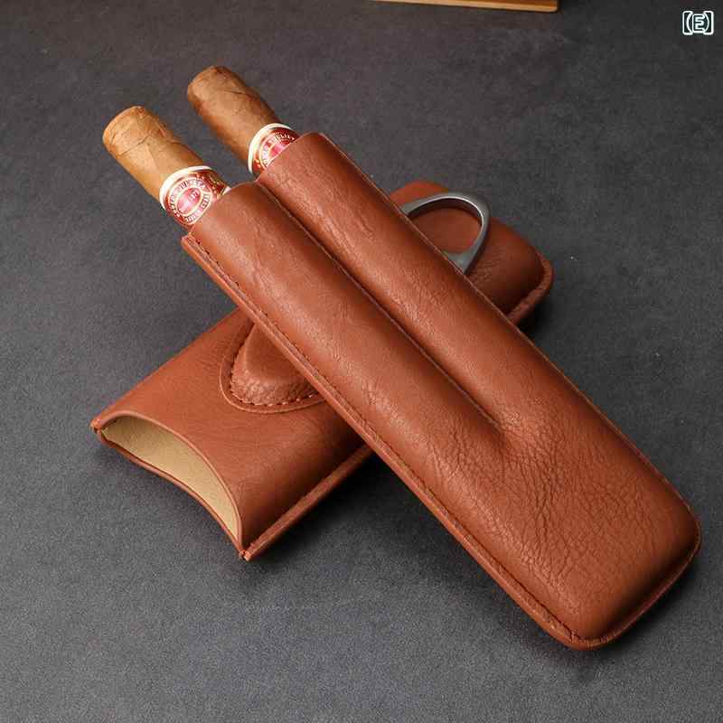 タバコケース シガーボックス 喫煙具 アクセサリー おしゃれ ポータブル ヒュミドール 葉巻 ケース レザー トラベル ２本 ３本 収納 コンパクト 木製 プレゼント