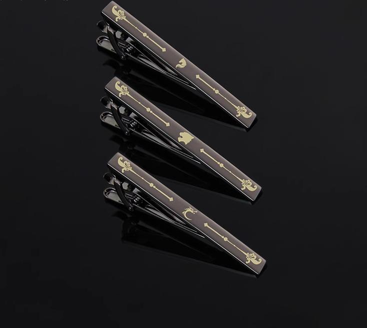 ネクタイピン 十二支 光沢 黒 メンズ ファッション アクセサリー クリップ 軽量 高級感 スーツアイテム ビジネス ウェディング お祝い パーティ ギフト シンボリック