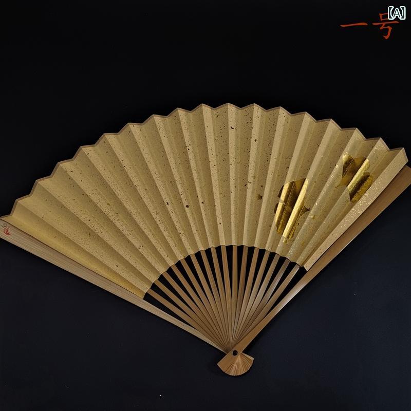 扇子 チャイナ風 伝統工芸 装飾 9インチ 金箔 個性 金箔 文化 アート 金メッキ 美術品 玉竹 散りばめた