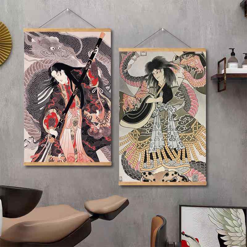 楽天市場】掛け軸 武者絵 タトゥーショップ 掛け絵 壁掛け 壁面アート