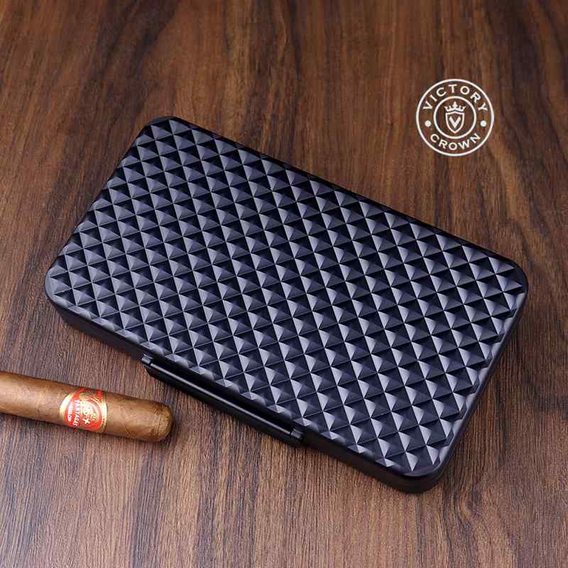 葉巻チューブ タバコケース シガーボックス 喫煙具 アクセサリー おしゃれ ポータブル ヒュミドール アルミニウム 合金 薄型 木製トレイ 耐久性 エレガント プレゼント