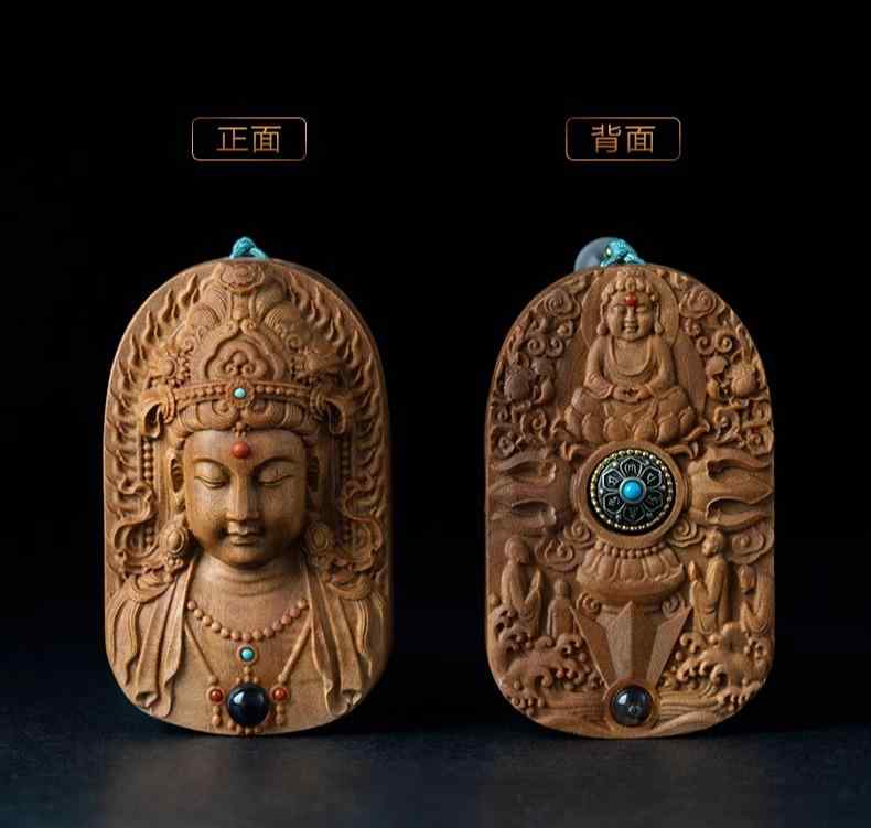 仏教 ペンダント ネックレス インド 古風 アクセサリー スピリチュアル 白檀 ターラ お守り ユニーク シンプル 観音 彫刻 個性的 伝統文化 木製