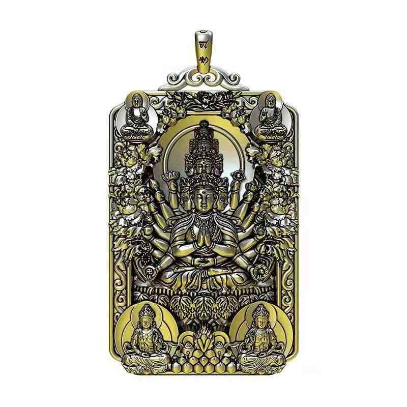 ペンダント 仏教 千手観音 シルバー メンズ 守護 菩薩 ネックレス アクセサリー チャーム 風水 おしゃれ|Hanbok Home