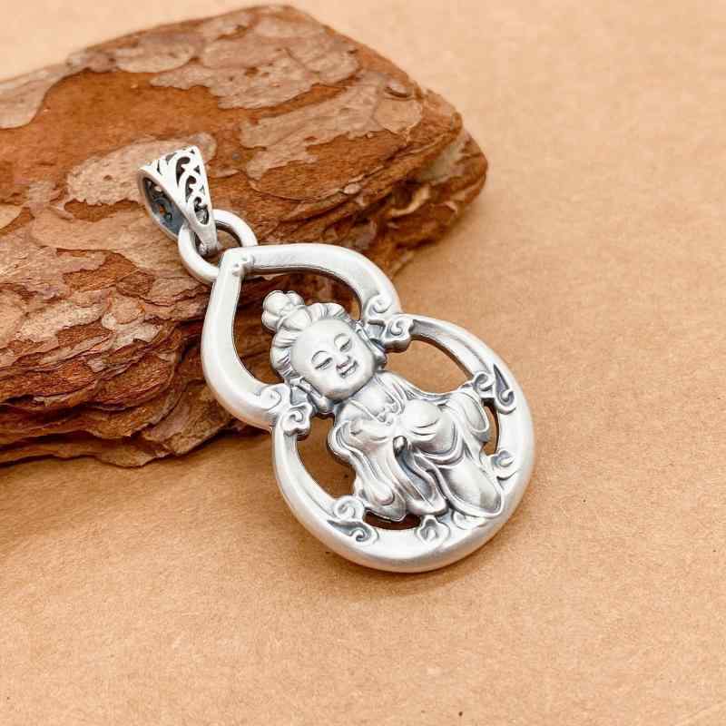 仏教 ネックレス ペンダント 観音菩薩 メンズ レディース 赤ちゃん用 お守り シルバー 守護 ギフト アクセサリー