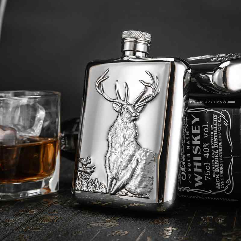 ポケットフラスク 酒器 酒瓶 ウイスキーボトル ワインボトル ポータブル 6oz ハイエンド ステンレス アウトドア プレゼント スポーツ 耐久性 アニマル モダン