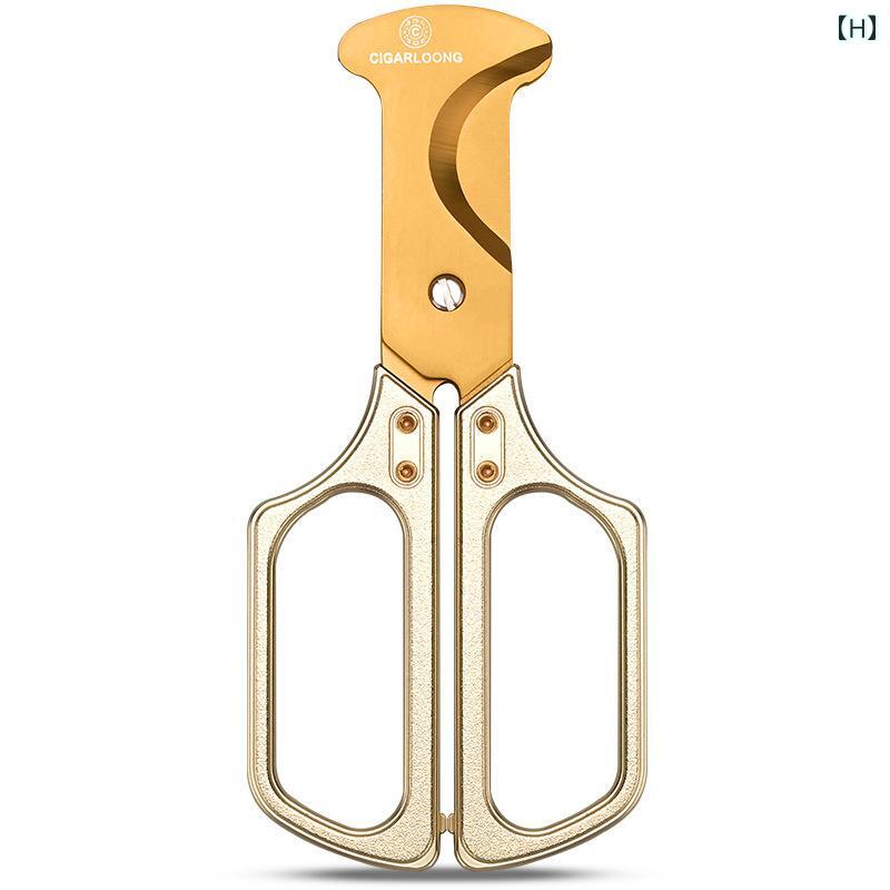 葉巻カッター はさみ 両刃 カット 煙草 太巻き 手巻き シャープ ポータブル 開閉 葉巻 カッター ステンレス 精巧 ギフト 贈り物 おしゃれ 大人 ゴールド 刃 コンパクト クラシック 喫煙者