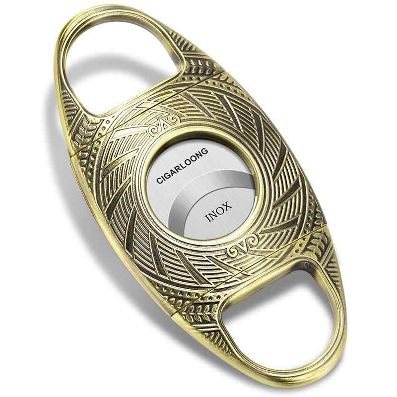 葉巻カッター はさみ 両刃 カット 煙草 太巻き 手巻き シャープ ポータブル 開閉 葉巻 カッター ステンレス 精巧 ギフト 贈り物 おしゃれ 大人 ゴールド 刃 レトロ コンパクト 彫刻