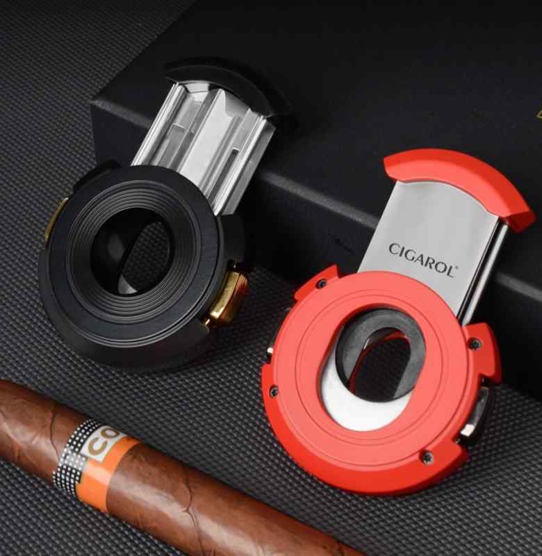 葉巻カッター ストップウォッチ型 多機能 カラー 耐久性 アウトドア レジャー キャンプ 室外 葉巻 カット 2way ポータブル 平刃 V字 Ｖカット 両面 はさみ ステンレス 丸型 ラウンド