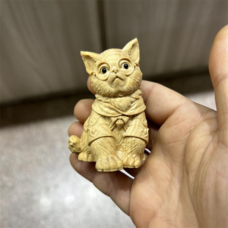 猫 置物 フィギュア インテリア プレゼント 雑貨 彫刻 かわいい キャビネット 縁起物 装飾品 エレガント キャット 木製 木彫り デコレーション モダン 4,752円