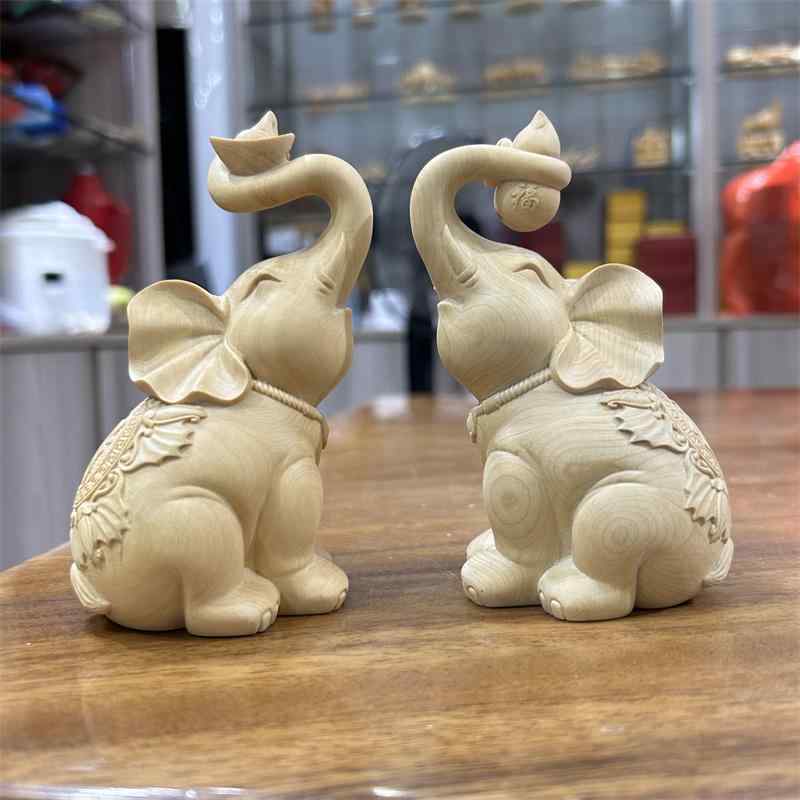 象 置物 フィギュア インテリア プレゼント 雑貨 木彫り 装飾品 リビング キャビネット 玄関 デスクトップ ホーム デコレーション 高級感 エレファント 縁起物|Hanbok Home