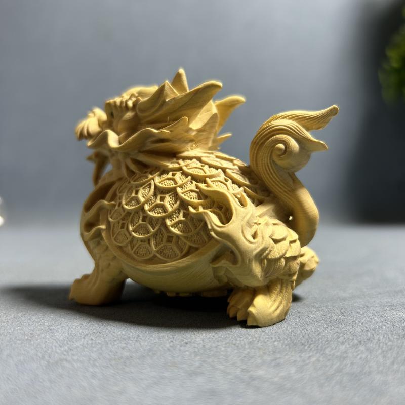 ドラゴンタートル 神獣 置物 フィギュア インテリア プレゼント 雑貨 木彫り 彫刻 メンズ 装飾品 縁起物 デコレーション アート 風水 オーナメント