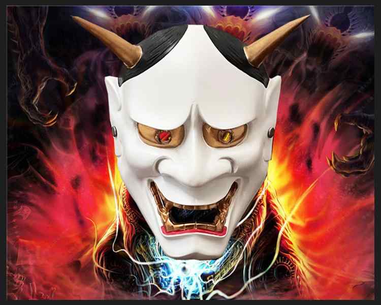 お面 般若 マスク フルフェイス ゴースト ホラー ハロウィン 和風 コスプレ 舞台 装飾 小道具 イベント パフォーマンス