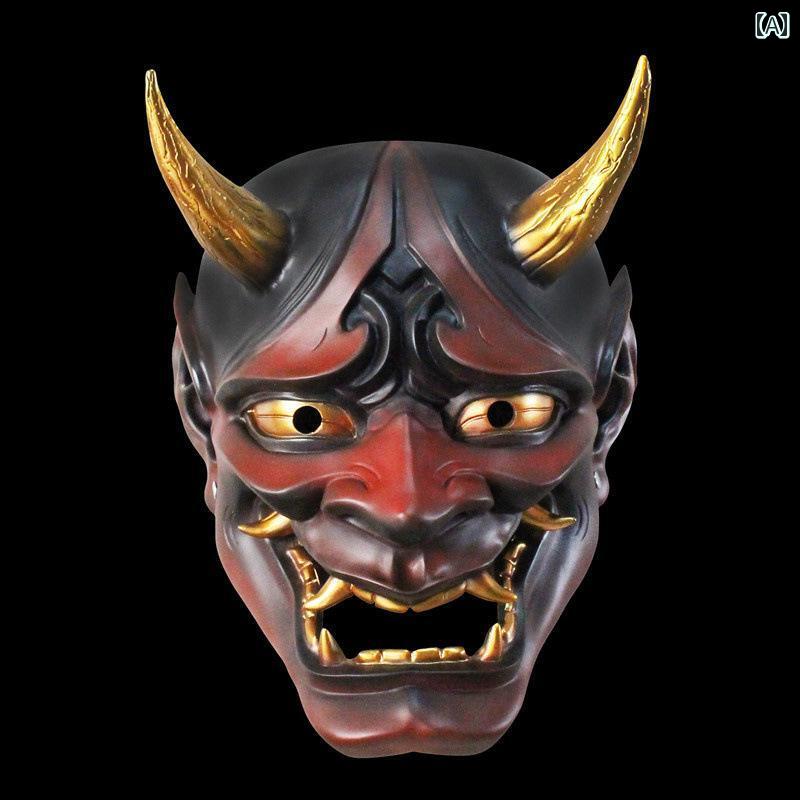 お面 小道具 般若 ハロウィン デーモン 悪魔 コスプレ 和風 樹脂 装飾 飾り レッド グリーン ブルー イエロー