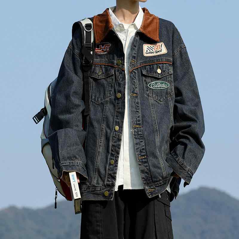 楽天市場】デニムジャケット アメリカン レトロ パッチ装飾 個性