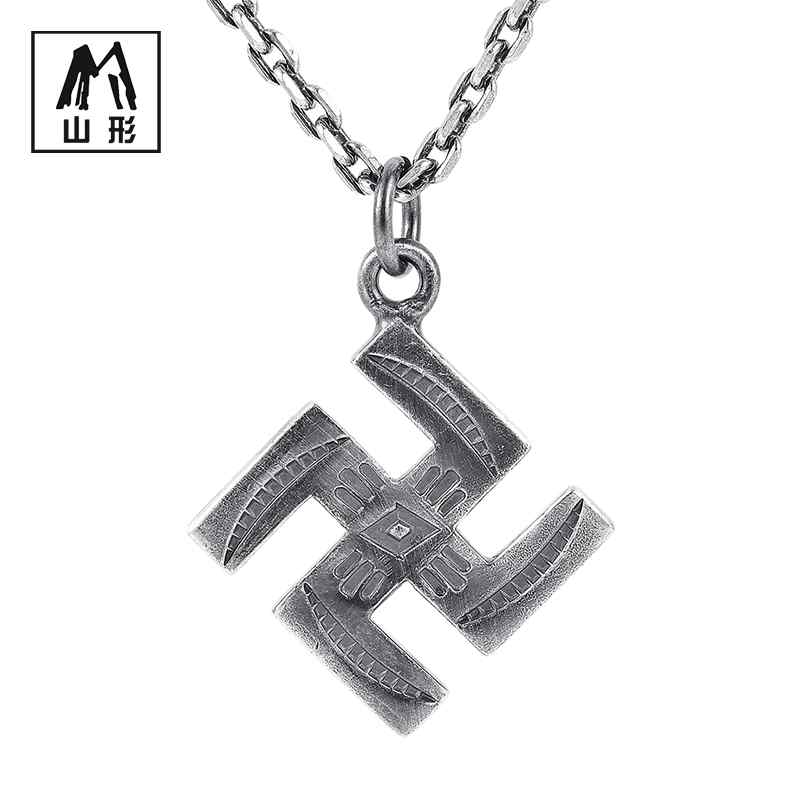 ネックレス アクセサリー S925 シルバー 卍 万字 スワスティカ シンボル ペンダント 男女兼用 古風 レトロ チェーン｜Hanbok Home