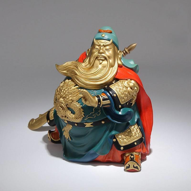 関羽 三国志 図形 ゴールド 派手 レトロ 天 金管楽器製 ヴィンテージライク 関公 神 剣 ブロンズ像 かざり付ける品 像 銅