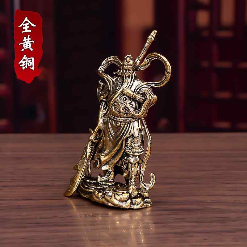 インテリア 置物 三国志 フィギュア ゴールド レトロ 真鍮製 ヴィンテージライク 関公 神 剣 ブロンズ像 装飾品 武神 関羽 像 銅