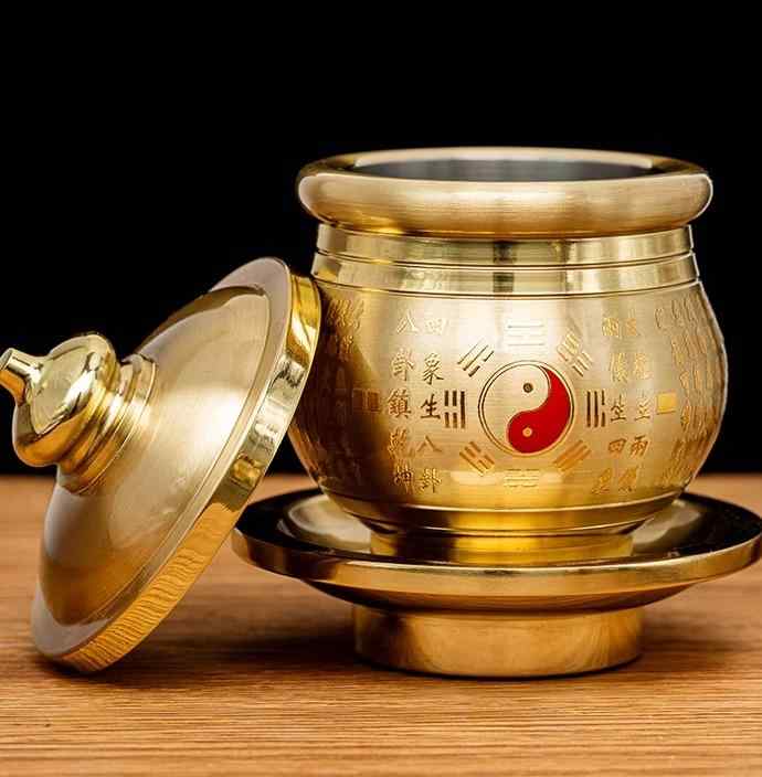 香炉 仏前供杯 アンティーク 仏教 仏壇 仏具 銅製 ゴールド 金ぴか 道教 八卦 水 カップ 家庭用 寺院 聖水 菩薩 関公|Hanbok Home