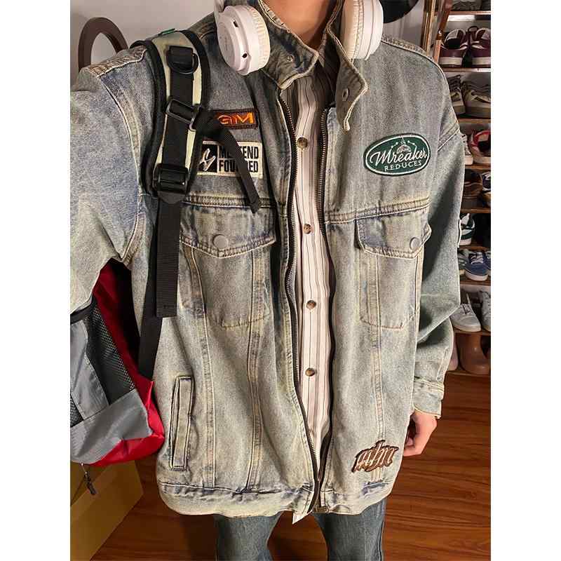 楽天市場】デニムジャケット アメリカン レトロ パッチ装飾 個性