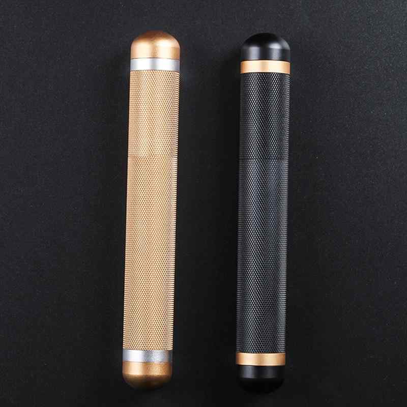 シガーチューブ 葉巻 ケース ボックス ゴールド シルバー ブラック 金属 シングル 保湿 加湿器 コンパクト 携帯 密封 ギフト 旅行 高級感