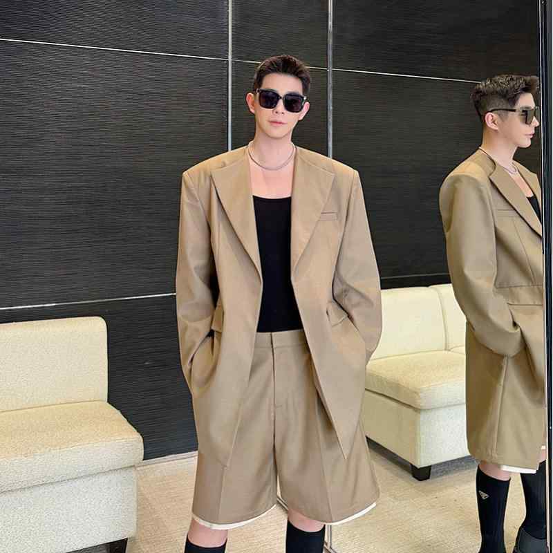 春夏 パリ キャットウォーク レトロ ハイエンド シルエット ショルダーパッド スーツ 男性用 メンズ モダン おしゃれ アーバン エレガント スリムフィット｜Hanbok Home 8,639円