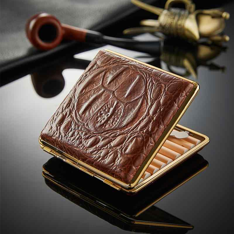 クロコダイル柄 20本 シガレット ケース 薄型 携帯用 スリム たばこ ホルダー 男女兼用 誕生日 プレゼント エレガント フォーマル ビジネス 6,420円