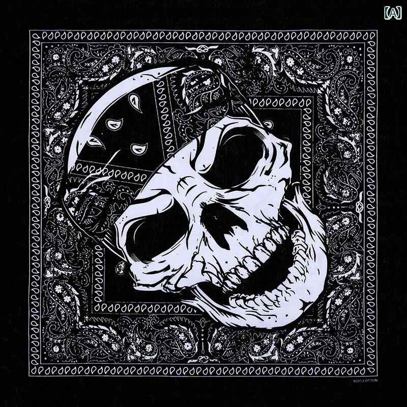 楽天市場】スカル バンダナ 大判 大きい 正方形 ヘッドスカーフ ドクロ