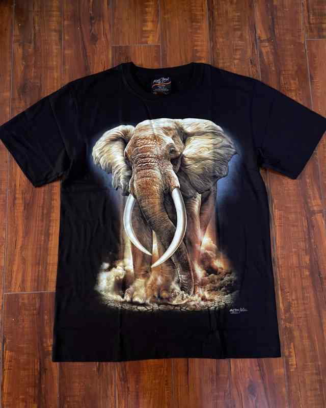 メンズ ゾウ タイ 半袖 Tシャツ プリントＴ 発光 夜光 蛍光 黒 綿 ユニーク ゆったり カジュアル 大きいサイズ