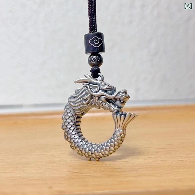 火竜 シャンデリヤ しろがね色 十二支 辰 メンズ レディース レトロ 立体 益荒男 バックル 首飾り 佩び物 生まれ落ちる日 差し上げ物 手当て