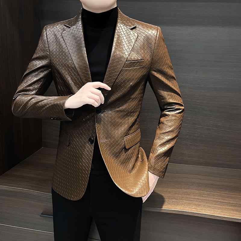 上衣 トップス 心地好い 今めかしい 流行り物 メンズ 照合のしるし柄 PUなめし革 ハイエンド 烏兎 窈窕たる トレンディ 馬鹿でかい大きさ 商行為