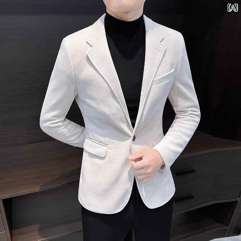 ジャケット カジュアル おしゃれ ファッション メンズ ワッフル コーデュロイ 厚手 ビジネス トップス 大きいサイズ チェック柄 男性 スタイリッシュ モダン｜Hanbok Home 8,086円
