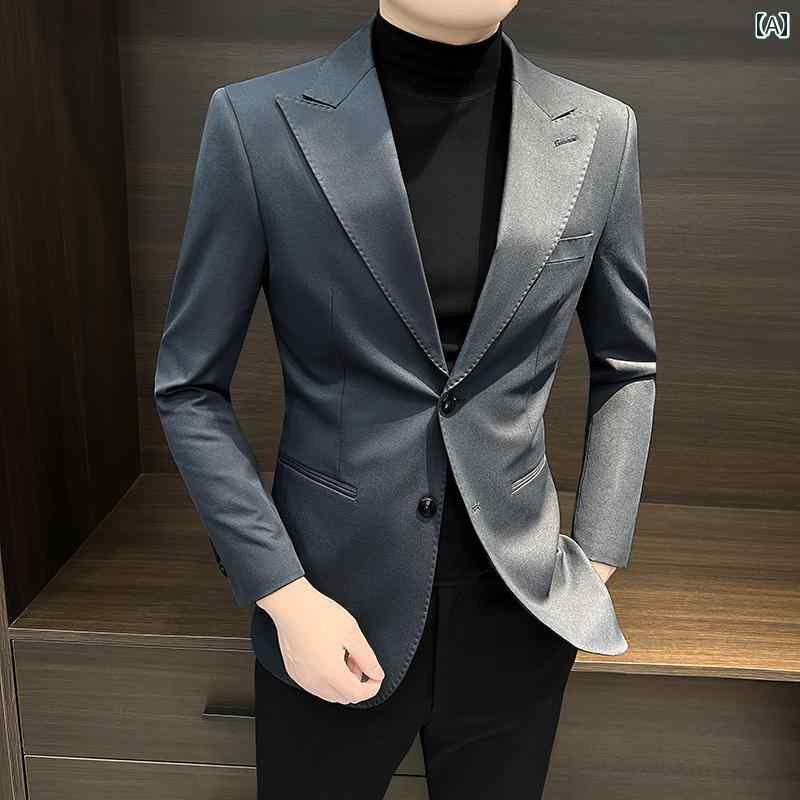 テーラードジャケット メンズ 紳士服 ジャケット エレガント きれいめ カジュアル モダン シンプル 春秋 シングル 高級感 スリムフィット