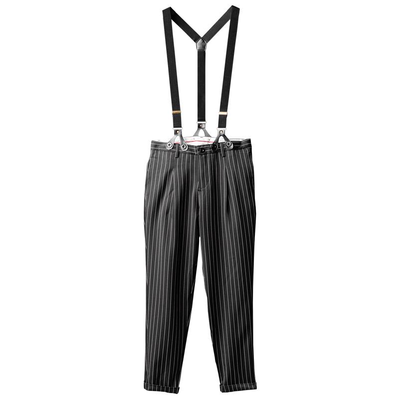 サスペンダー パンツ ストライプ レトロ クラシック 好青年 カジュアル ボトム 万能 ズボン 撮影 ストレートパンツ 4,950円