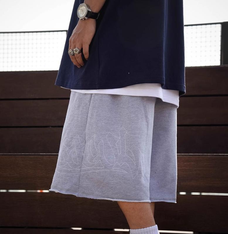スウェットパンツ 男性 ハーフパンツ 短パン ステッチ 文字 メンズ カジュアル スポーツ ストリート ヒップホップ ヤンチャ ダンス 夏 ラフ 薄手