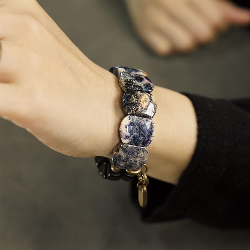 ブレスレット レトロ レディース メンズ サンゴ ストーン インク ウォッシュ 芸術的 アート モダン アクセサリー