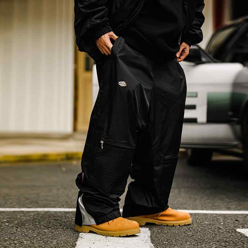 メンズ ストリート ファッション パンツ ズボン ワイド ゴムウエスト ゆったり 大きめ ワークウェア ユースカルチャー カジュアル シンプル ヒップホップ ユニーク｜Hanbok Home