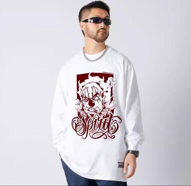 メンズ Tシャツ ロンT ヤンチャ ストリート ヒップホップ グラフィティ 長袖 男女兼用 アメリカン ダンス プリント トップス ゆったり