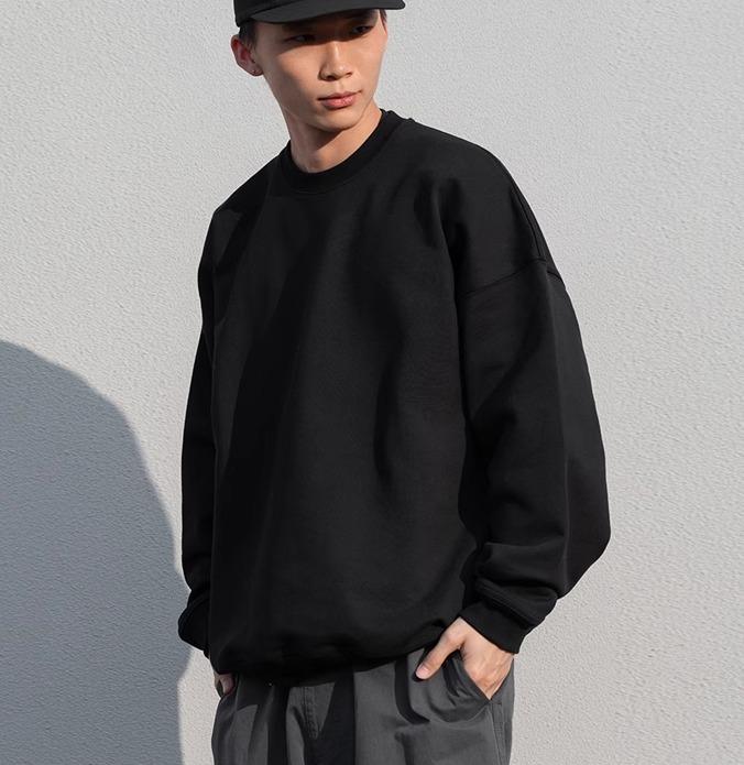 メンズ 無地 ロンT カジュアル シンプル Tシャツ ストリート ダンス スケボー ヘビー スモールネック 長袖 ゆったり オーバーサイズ