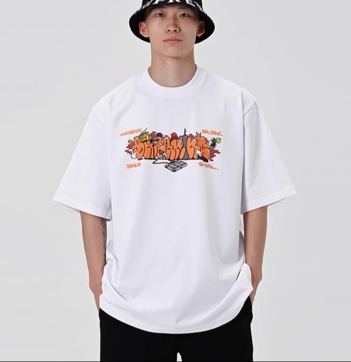 メンズ 270g ヘビー Tシャツ 半袖 ヤンチャ グラフィティ ストリート アート ダンス スケボー ヒップホップ ラッパー