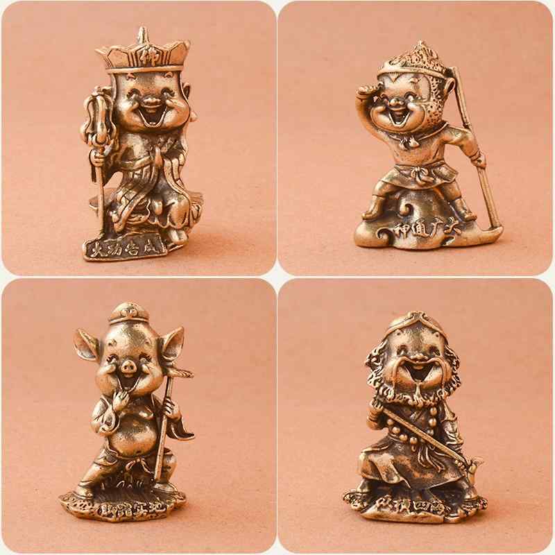 置物 ミニサイズ 小物 インテリア 真鍮 かわいい 西遊記 師弟 飾り 銅 彫刻 装飾 デスクトップ 創造的 個性 レトロ ヴィンテージライク