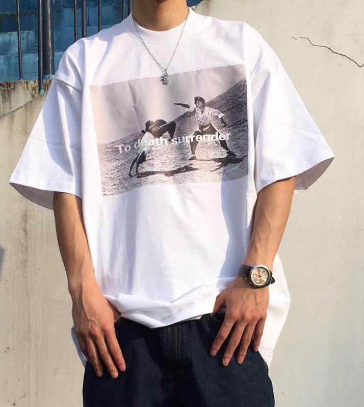メンズ 白ｔ 半袖 Ｔシャツ レトロ オールドスクール ストリート ダンス ビーチ 大きめ オーバーサイズ ヒップホップ カジュアル