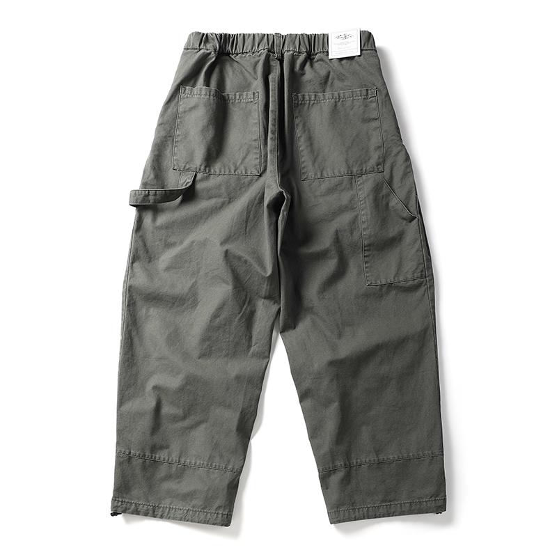 メンズ パンツ カジュアル ミリタリー ズボン アースカラー シンプル ワイド バルーン型 ヘビー アメリカン レトロ 伸縮 ウエストゴム デニム ストリート