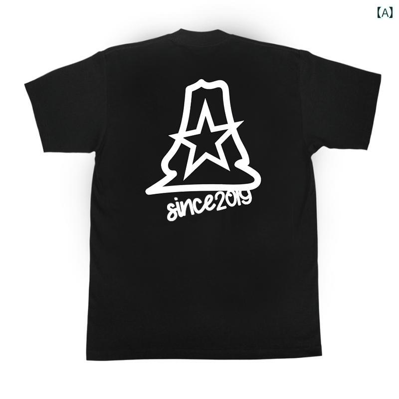 Tシャツ ストリート ロゴ 半袖 アメカジ シンプル モノクロ トップス ユニセックス 普段着 アクティブ スケートボード BMX ラウンドネック ペアルック デイリーユース