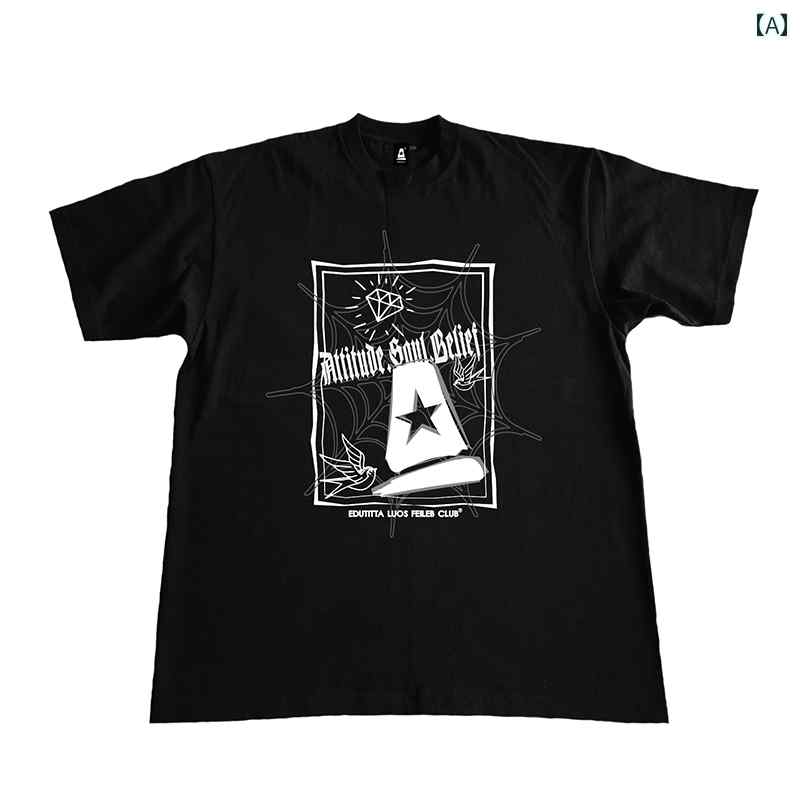 Tシャツ アメリカン ストリート 半袖 メンズ フロントデザイン トップス 夏 ラウンドネック トレンド ファッション アイテム ペアルック ユニセックス